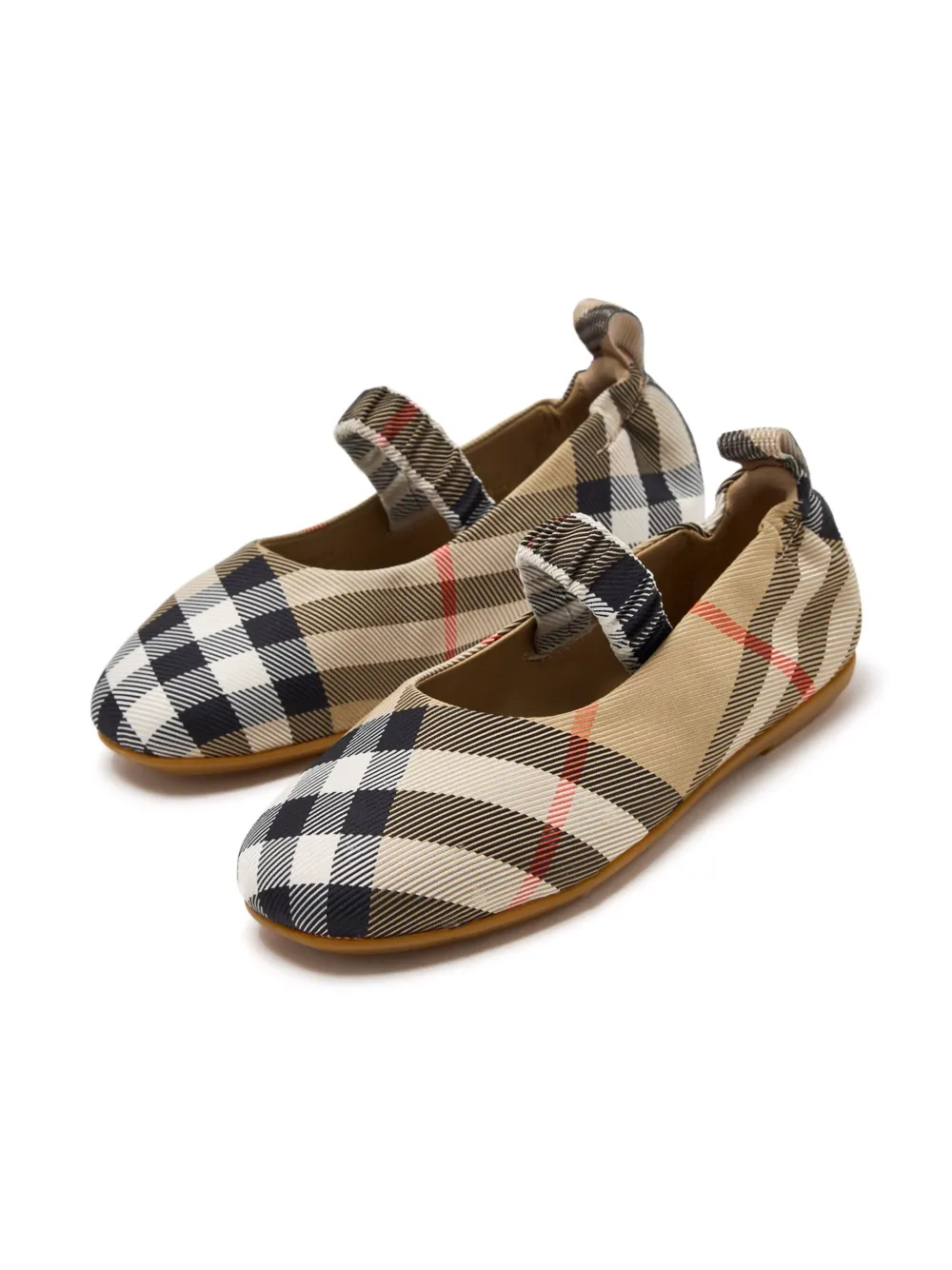 Burberry Kids Geruite ballerina's met bandje Bruin