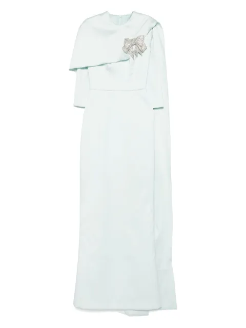 SILK LOVE & LACE bow-embellished cape dress