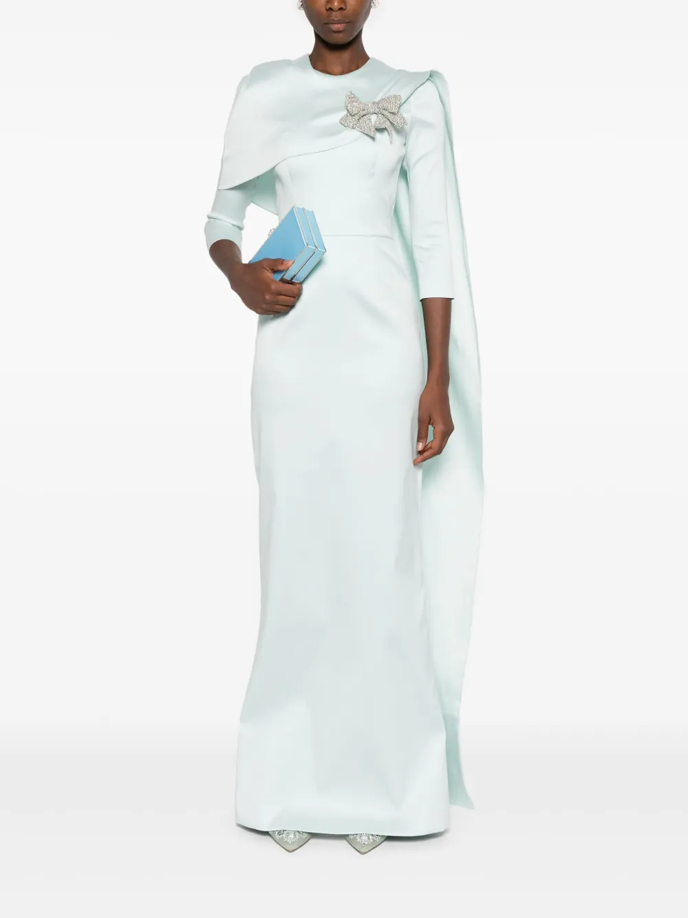 SILK LOVE & LACE bow-embellished cape dress | Evening Dresses | Image 2