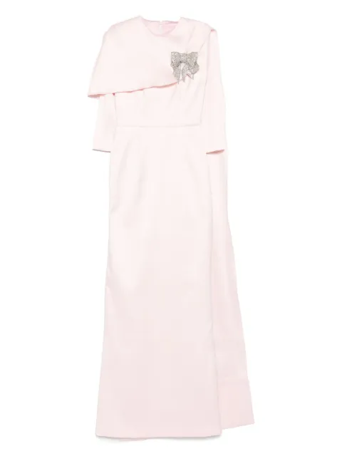 SILK LOVE & LACE bow-embellished cape dress