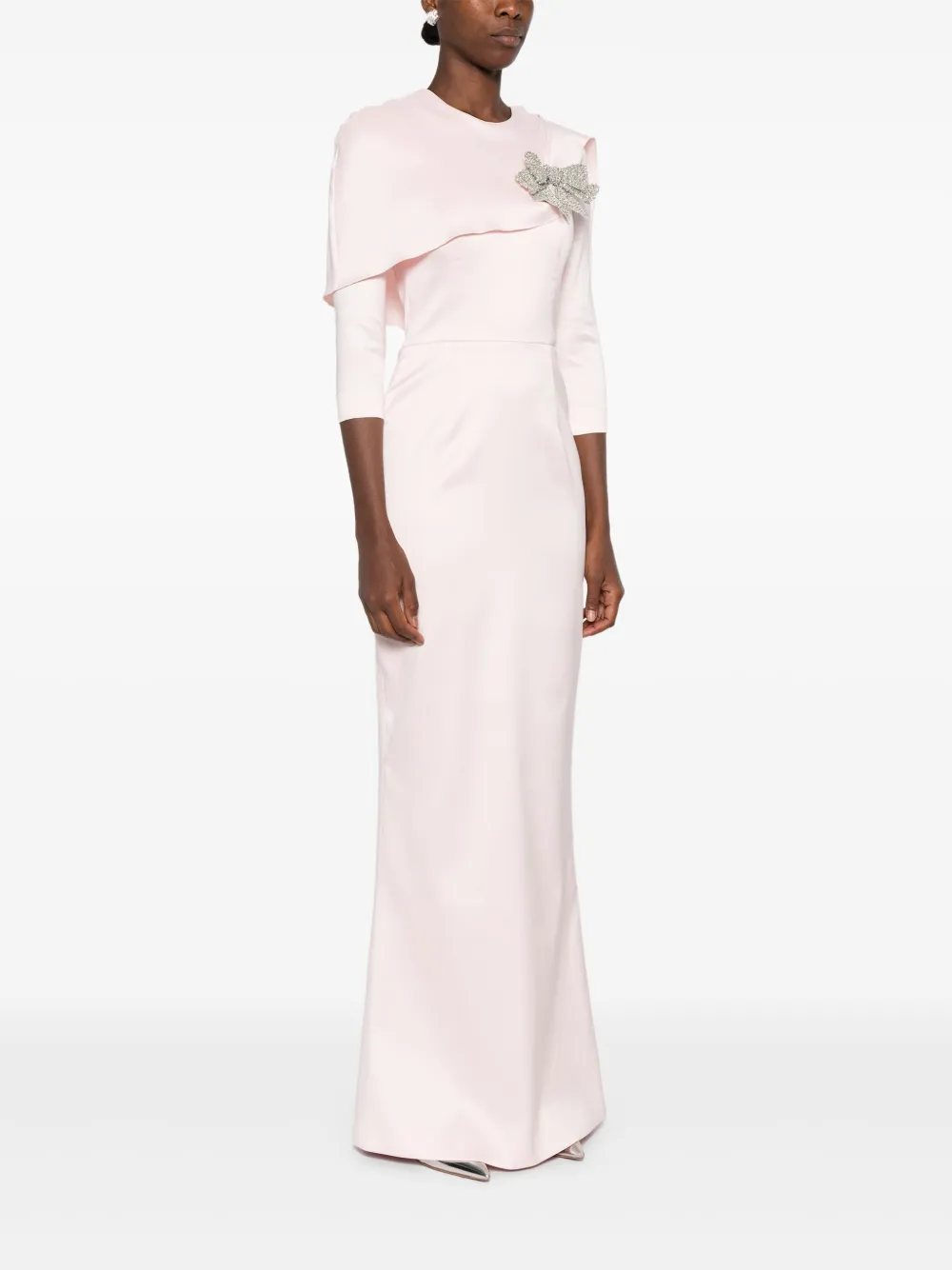 SILK LOVE & LACE Jurk verfraaid met strik en cape Roze