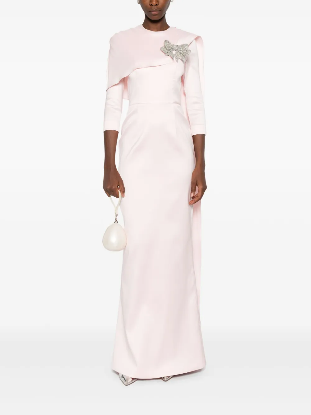 SILK LOVE & LACE Jurk verfraaid met strik en cape Roze