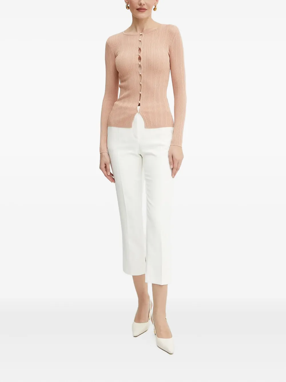 Elisabetta Franchi ribbed button-front cardigan | Cardigans | Image 2