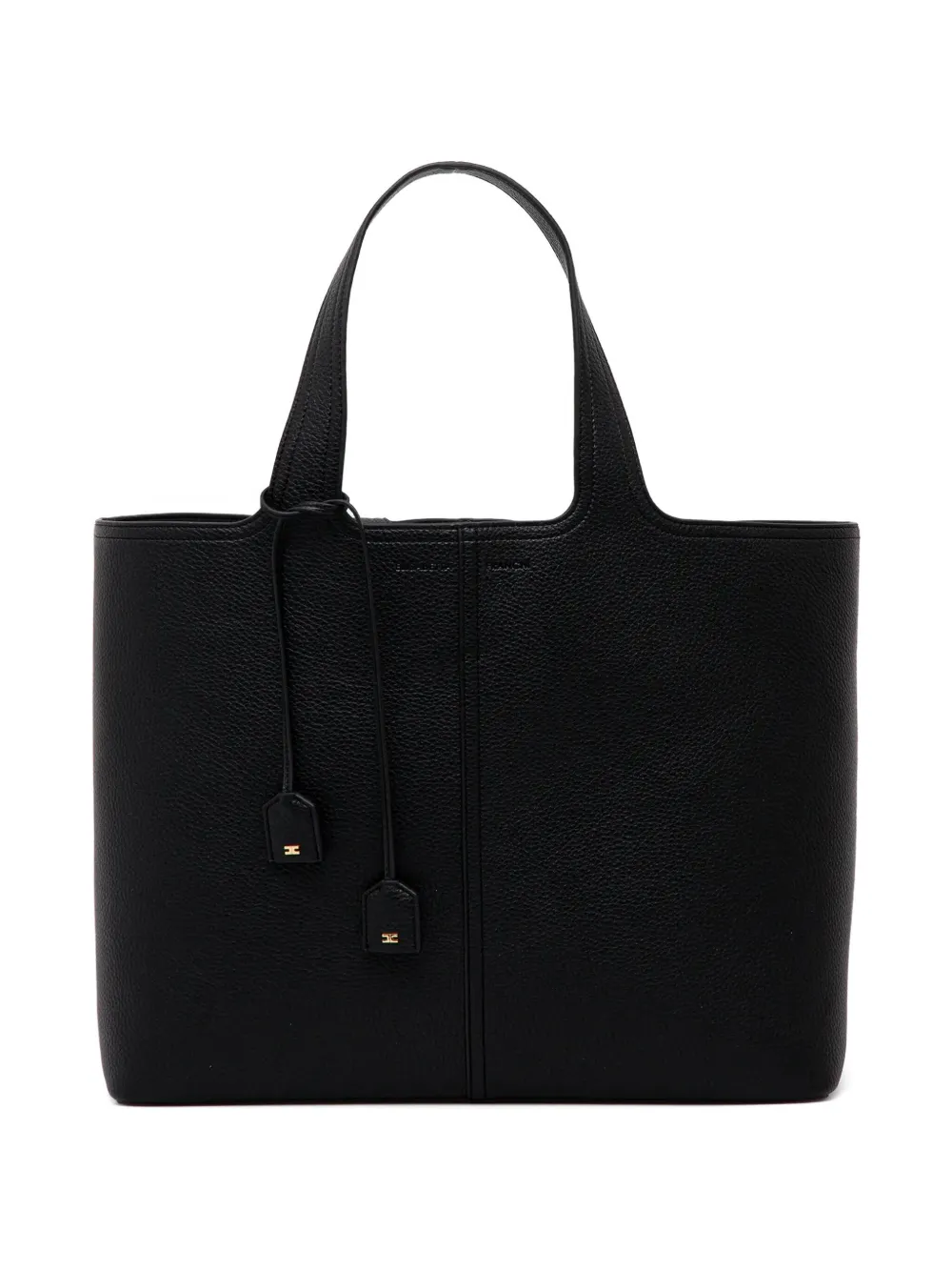 Elisabetta Franchi Leren shopper met dubbel handvat Zwart