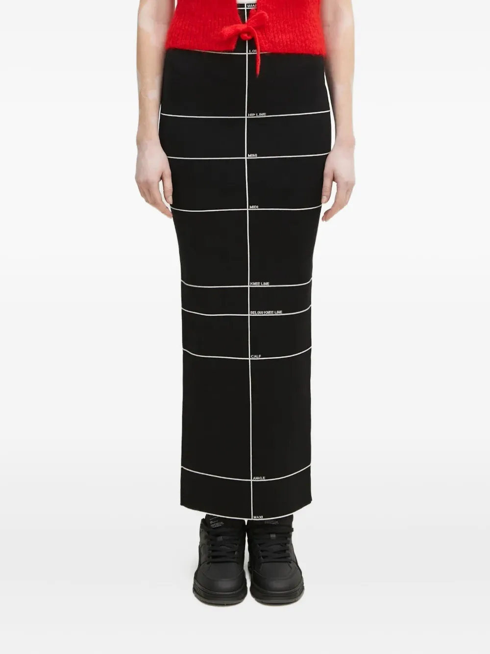 VETEMENTS stripe-detail maxi skirt - ブラック VETEMENTS stripe-detail maxi skirt - ブラック