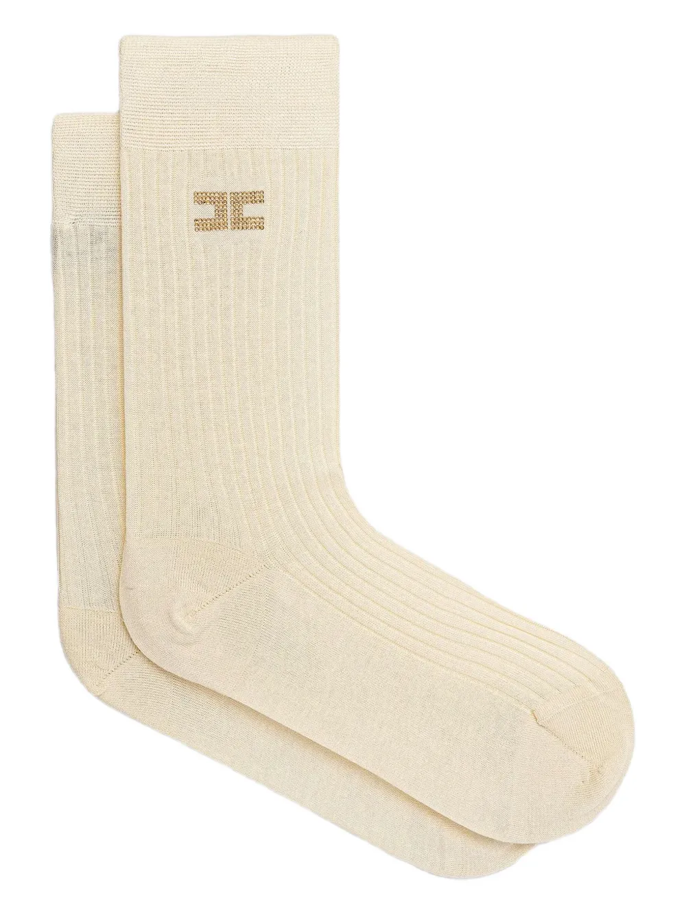 Elisabetta Franchi Calzini a coste con logo - Toni neutri