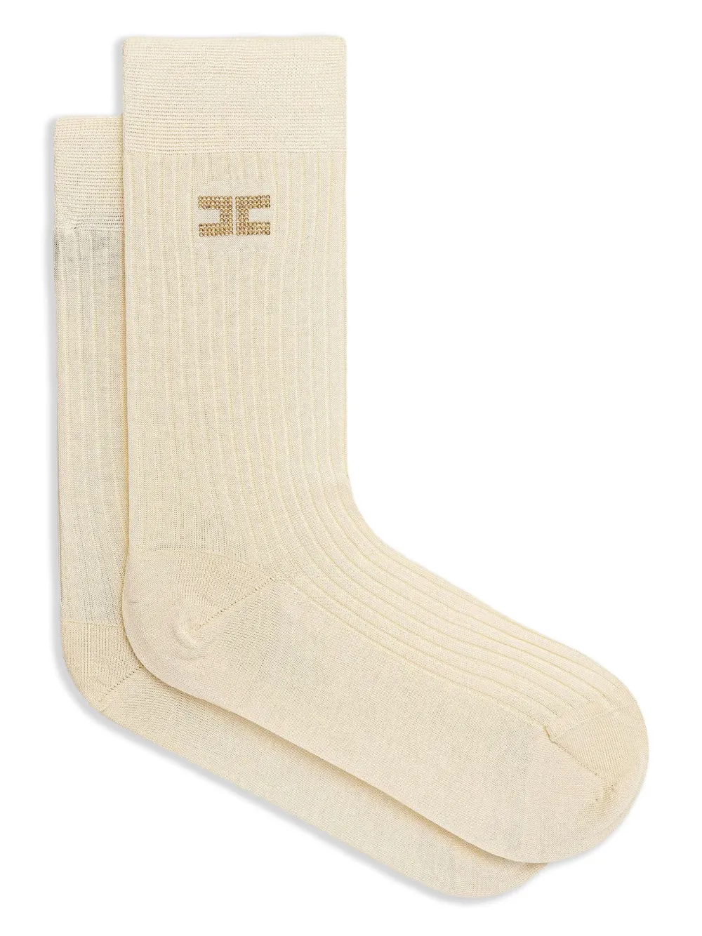 Elisabetta Franchi Geribbelde sokken Beige