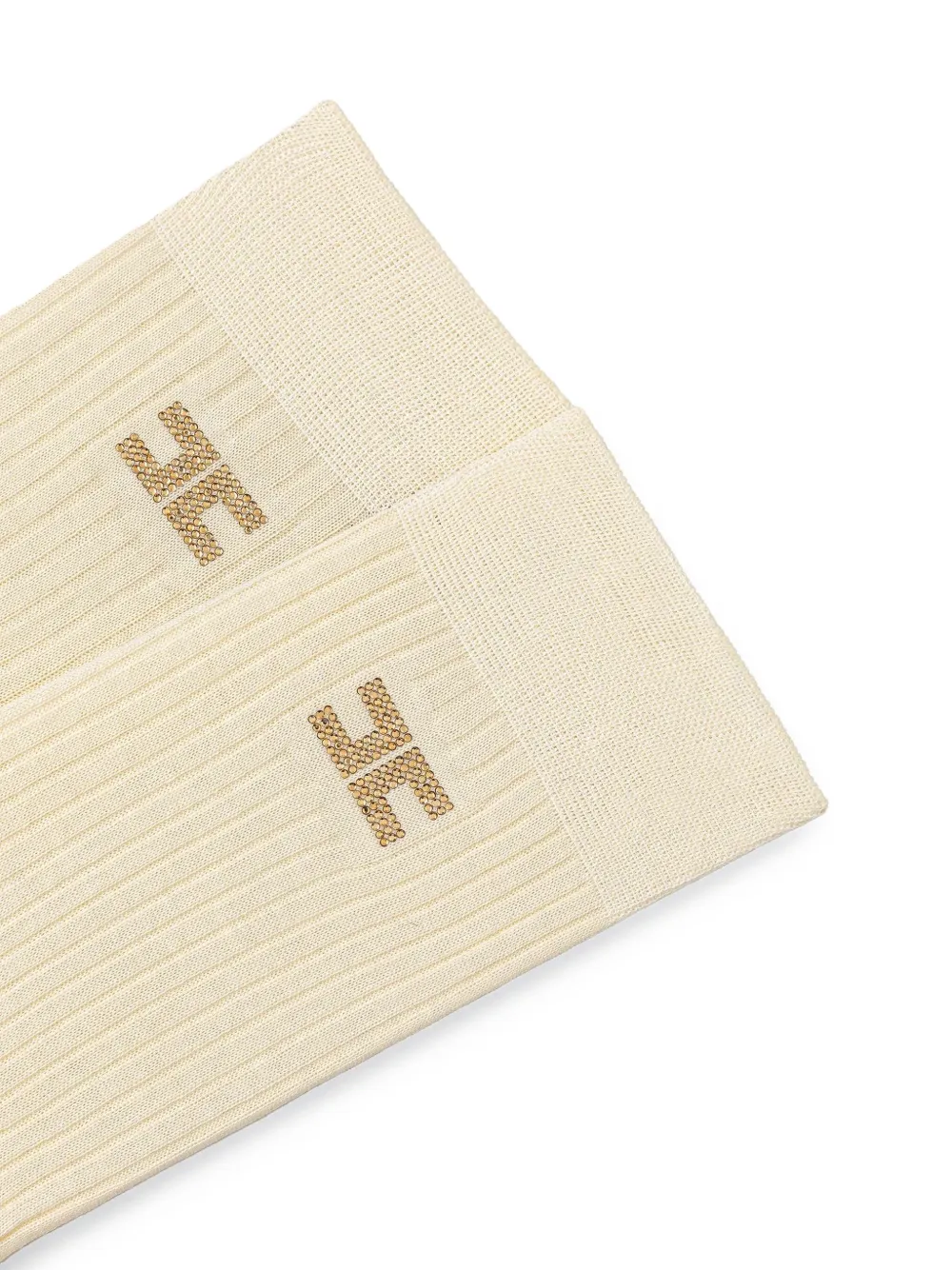 Elisabetta Franchi Geribbelde sokken Beige