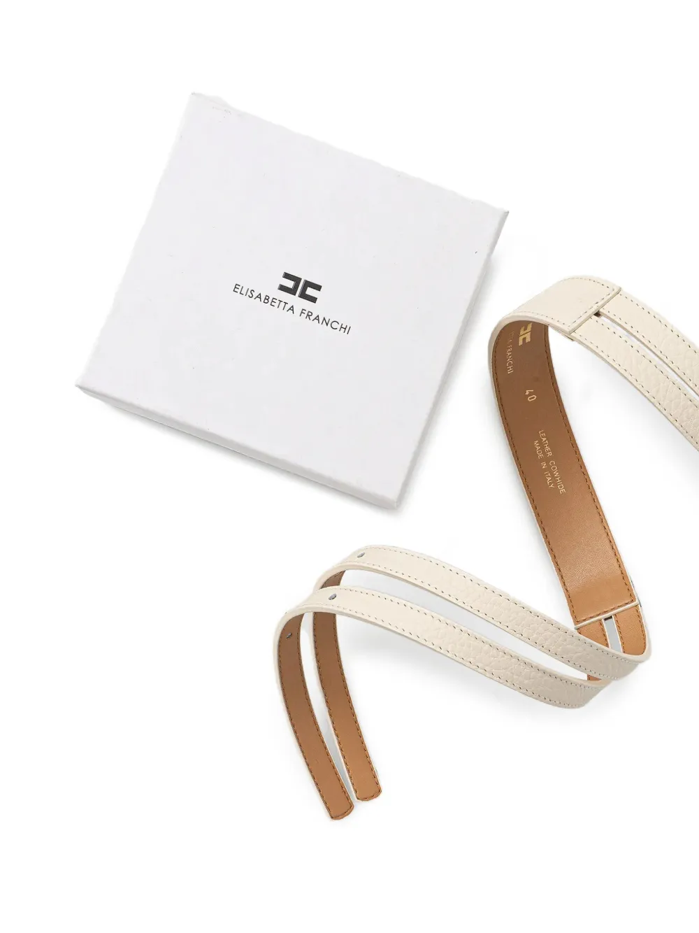 Elisabetta Franchi Logo-engraved Belt In Neutral