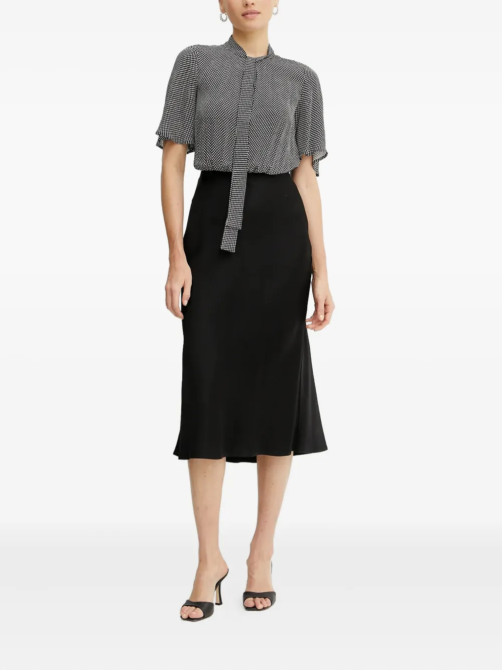 Elisabetta Franchi Midi-jurk met stippen - Zwart