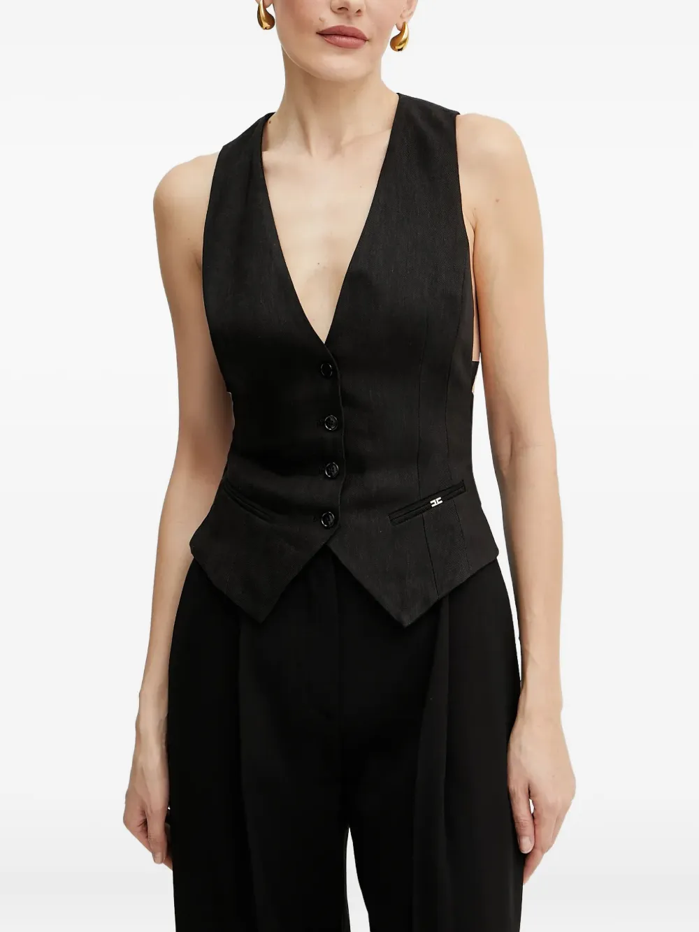 Elisabetta Franchi Mouwloze jas Zwart