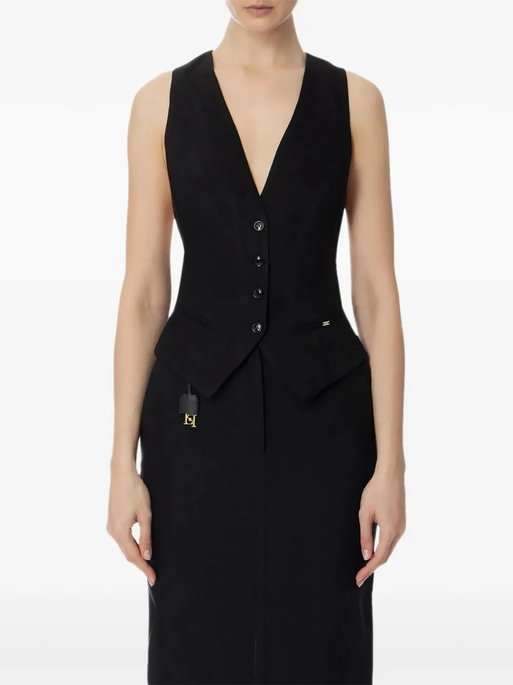 Elisabetta Franchi button-fastening sleeveless waistcoat | Black | Image 1
