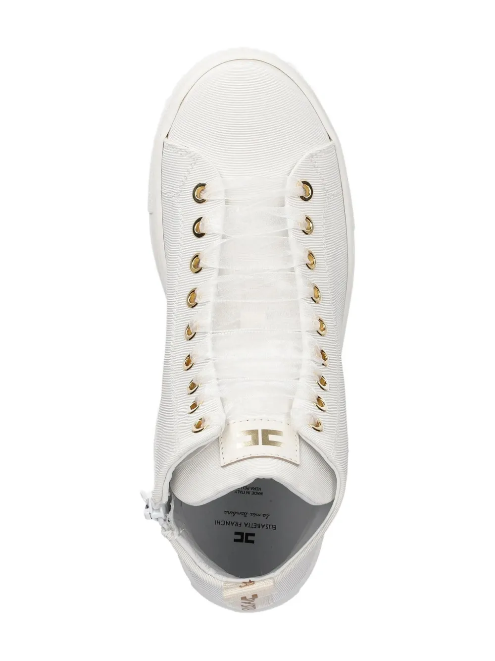 Elisabetta Franchi La Mia Bambina Embellished Zip-fastening Sneakers In White