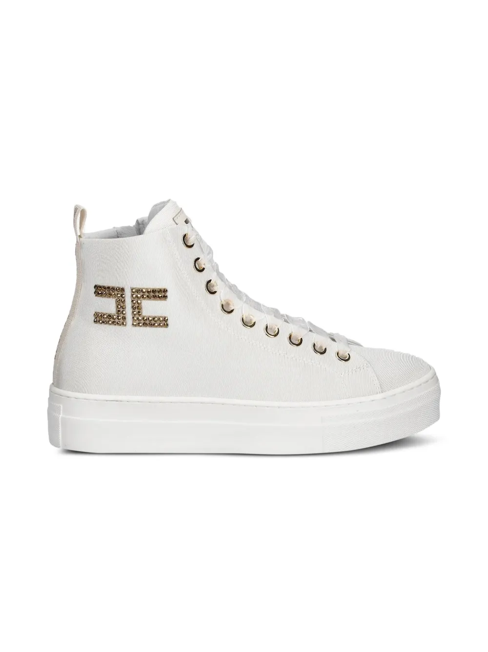 Elisabetta Franchi La Mia Bambina embellished zip-fastening sneakers White