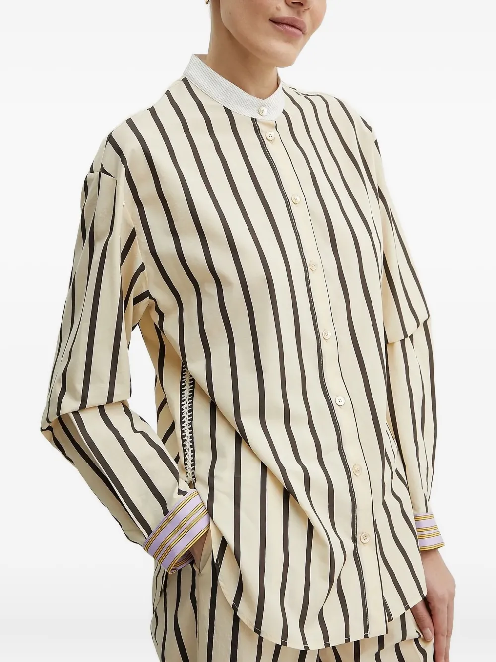 Forte stripe-pattern shirt Beige