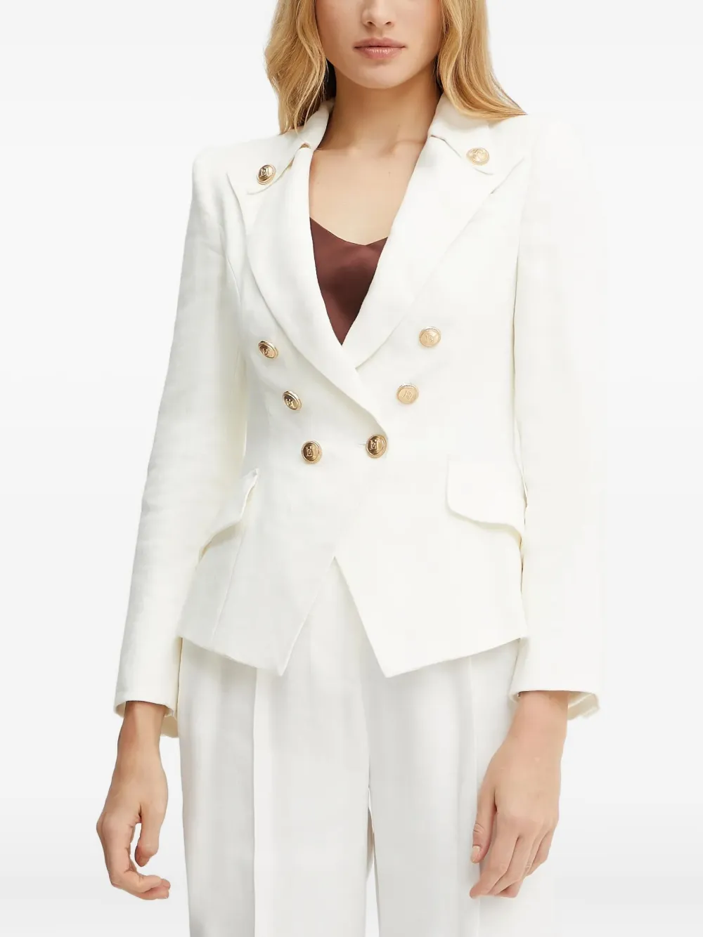 Elisabetta Franchi Blazer met dubbele rij knopen Wit