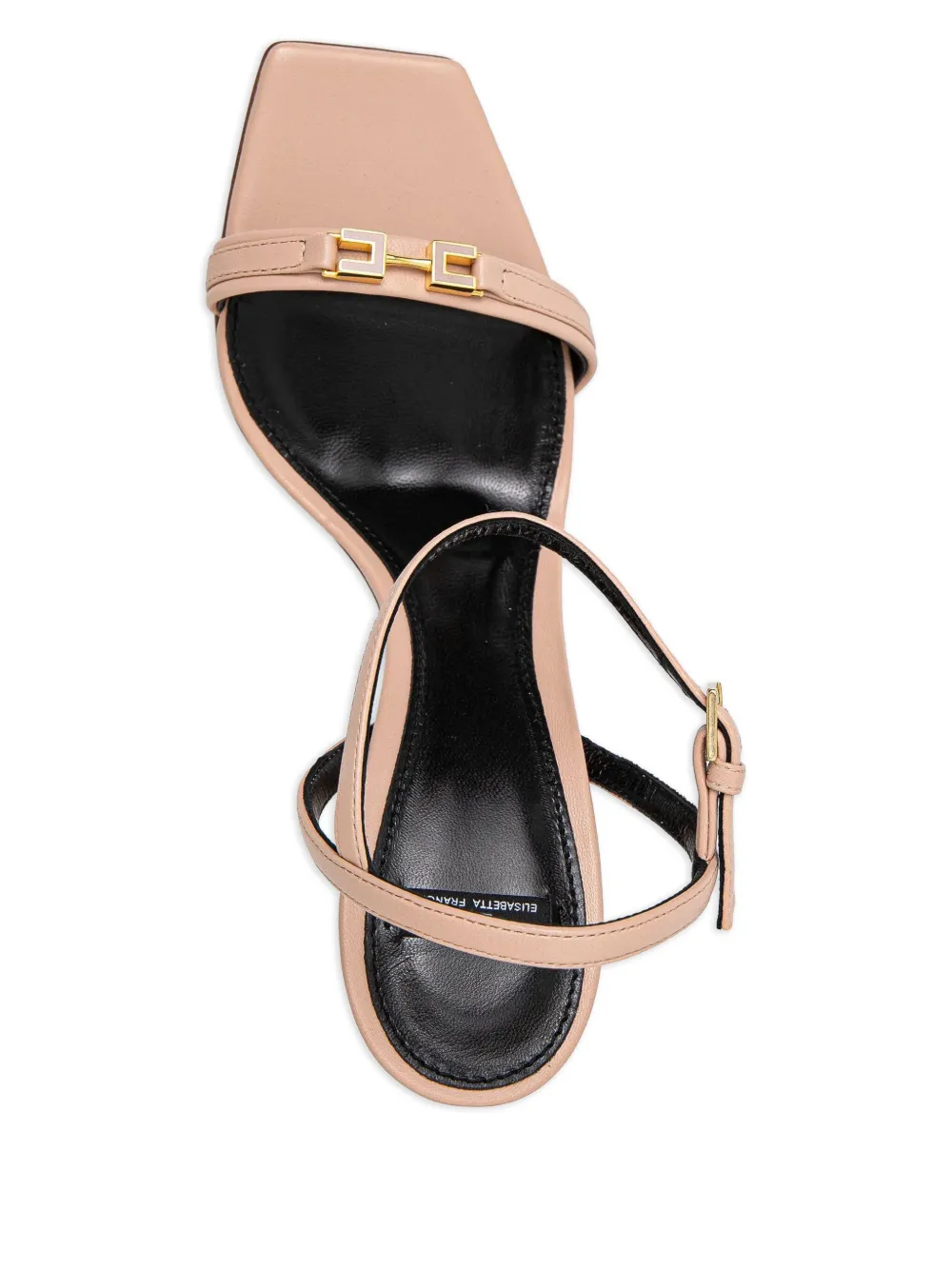 Elisabetta Franchi Stiletto sandalen met logoplakkaat Beige
