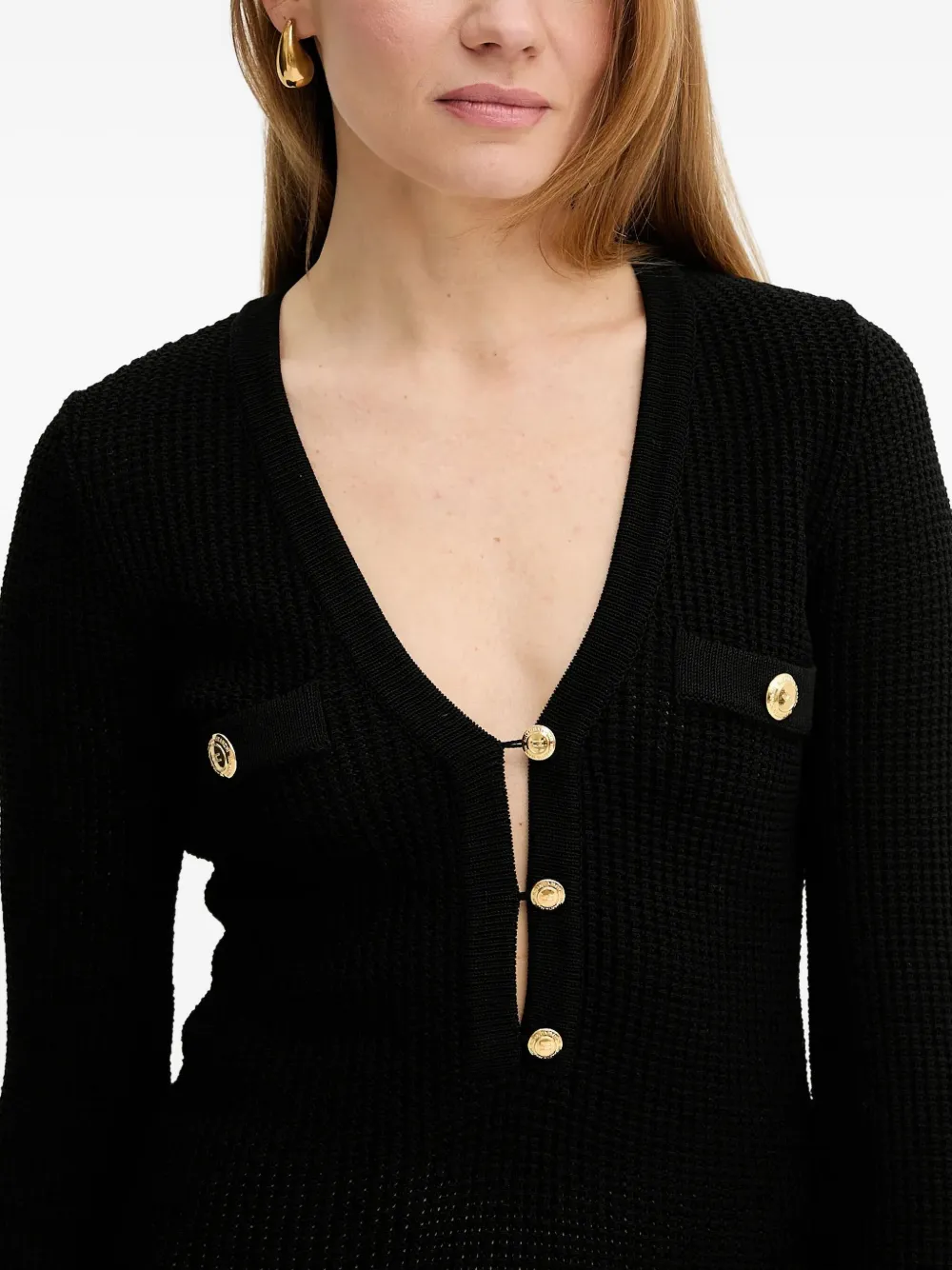 Elisabetta Franchi Mini-jurk met knoopdetail Zwart