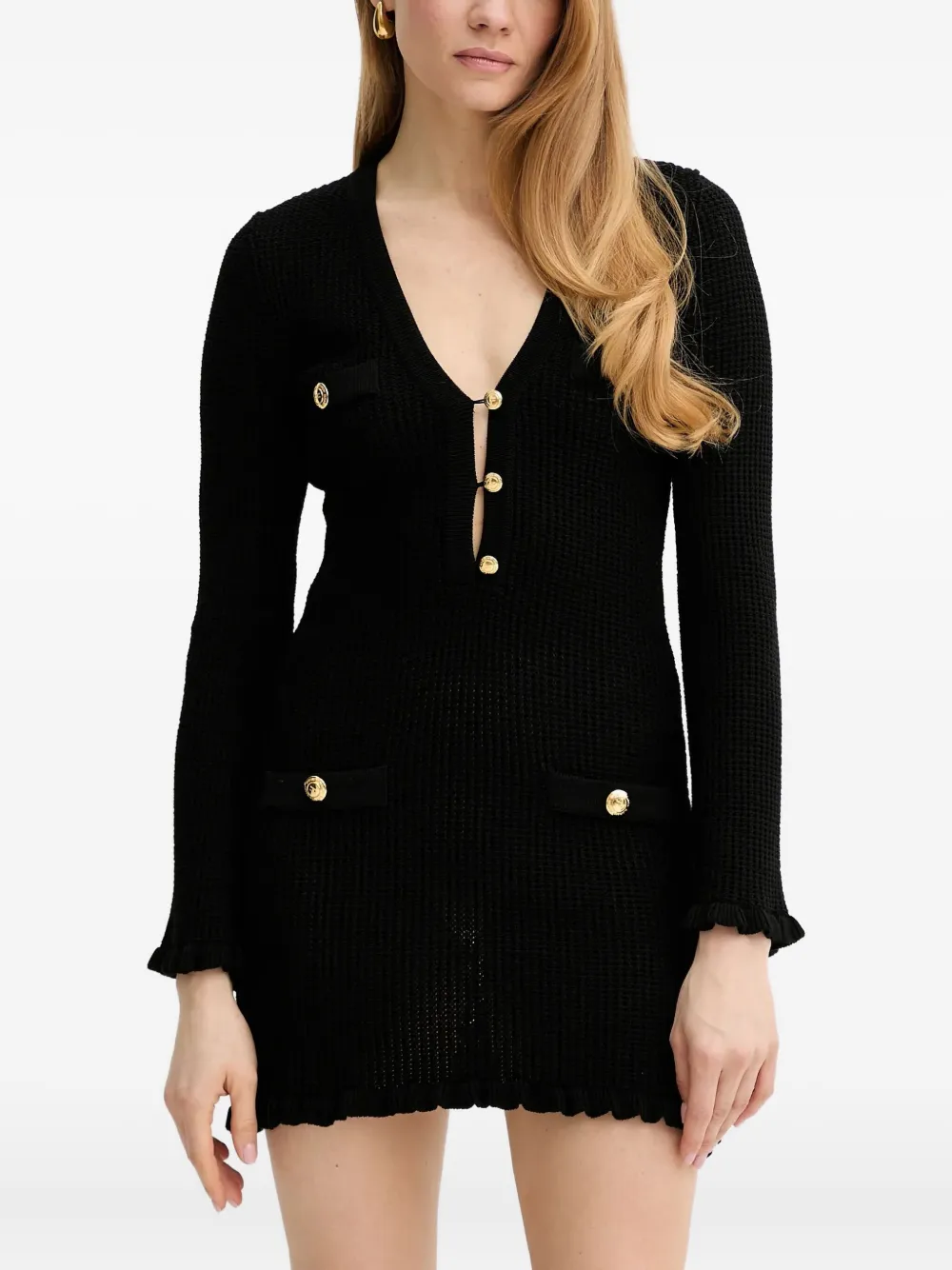 Elisabetta Franchi Mini-jurk met knoopdetail Zwart