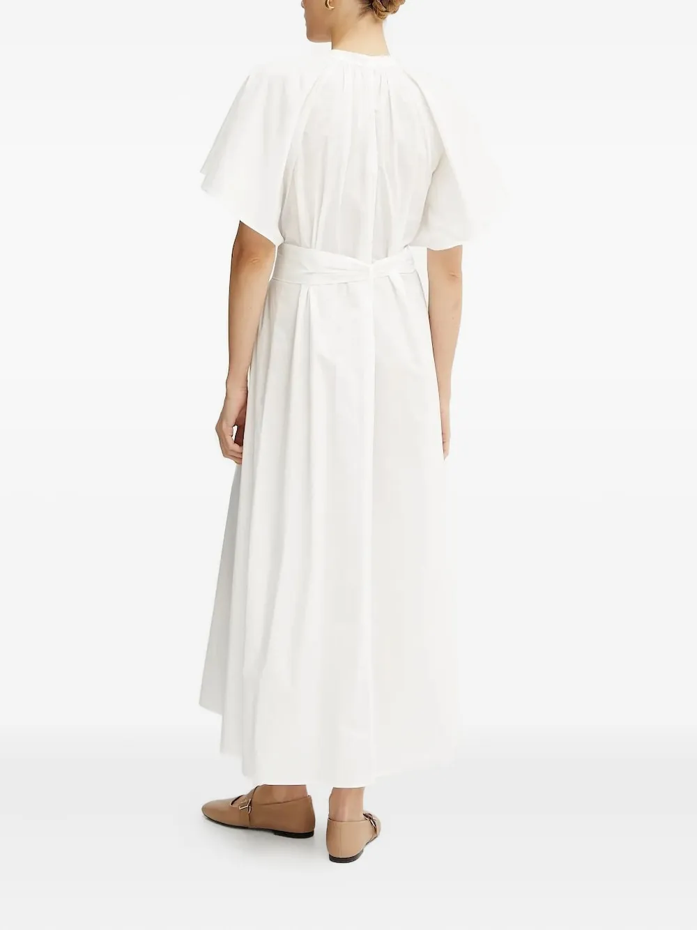 Forte Forte Flutter-sleeve Belted Maxi Dress In White