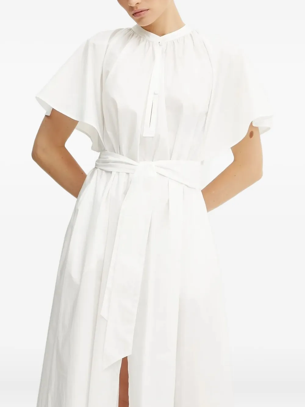 Forte Forte Flutter-sleeve Belted Maxi Dress In White