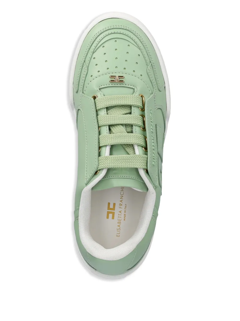 Elisabetta Franchi logo-plaque leather trainers Green