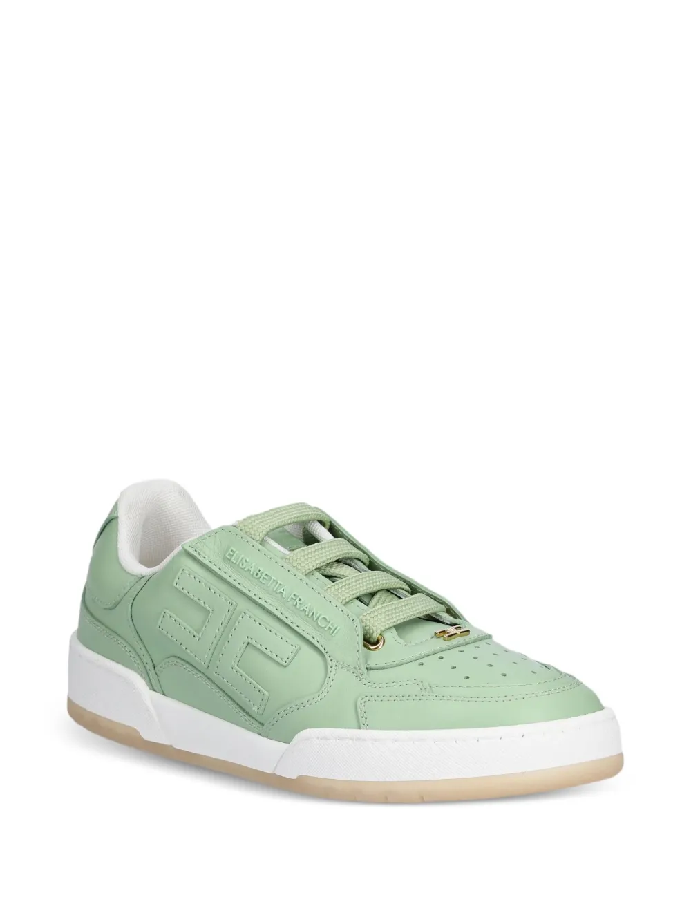 Elisabetta Franchi logo-plaque leather trainers Green