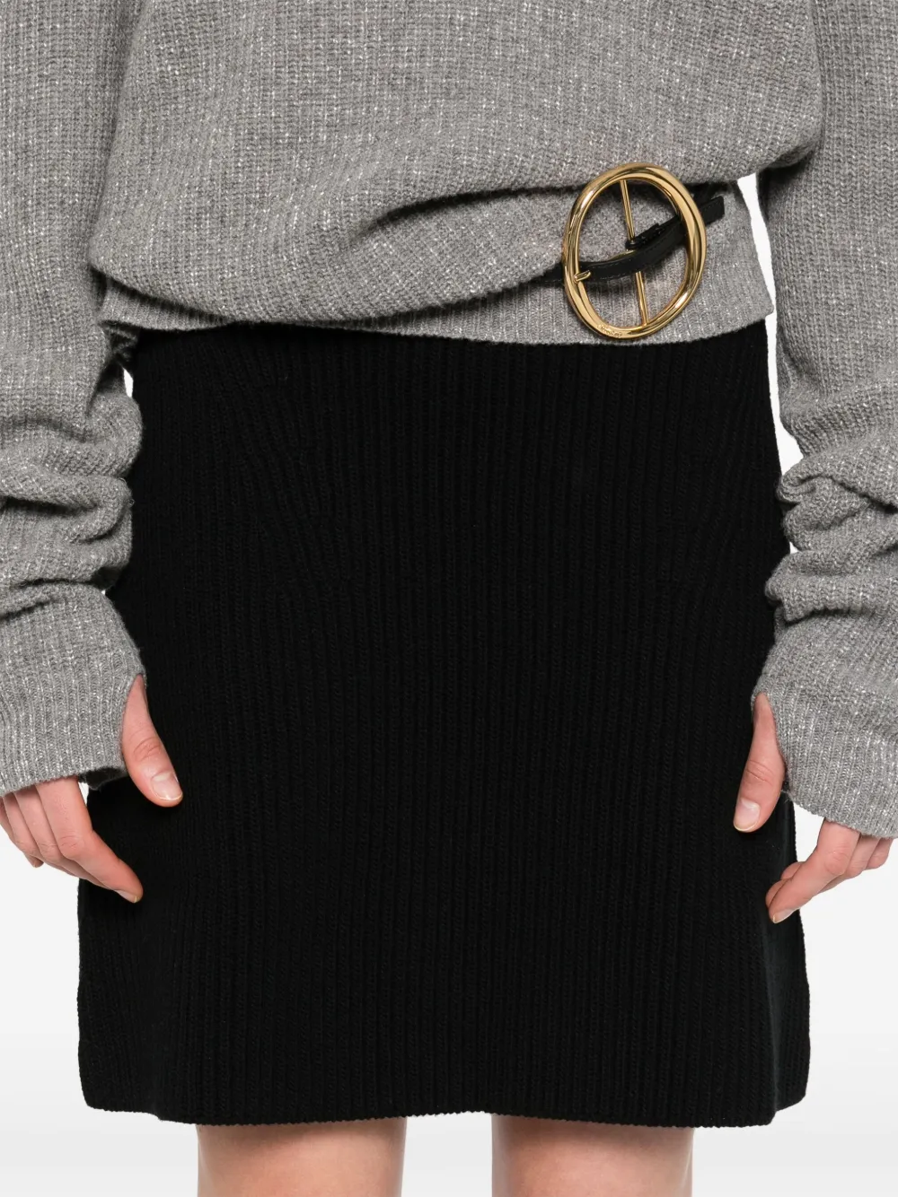 Jil Sander Ribgebreide wollen mini-rok Zwart