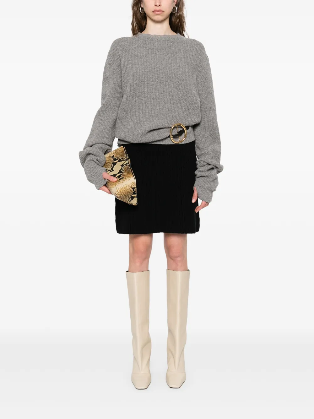 Jil Sander Ribgebreide wollen mini-rok Zwart