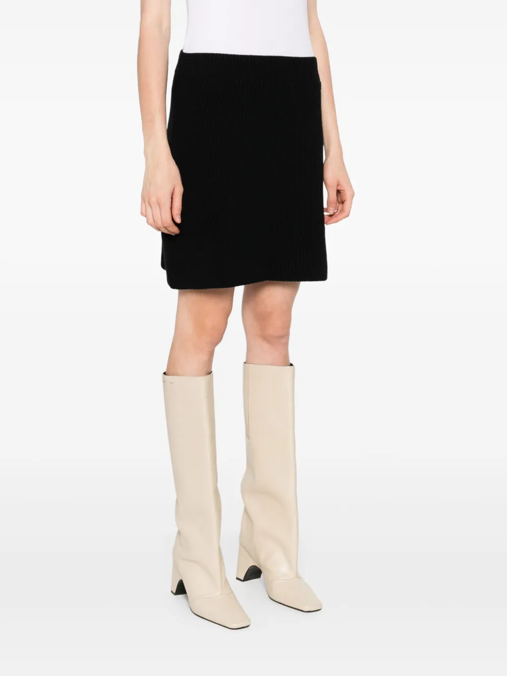 Jil Sander Ribgebreide wollen mini-rok Zwart