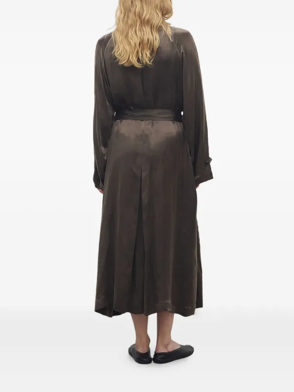 The Row - Women's Ryo Coat in Cupro - Dark Brown - Size 4 The Row - Women's Ryo Coat in Cupro - Dark Brown - Size 4