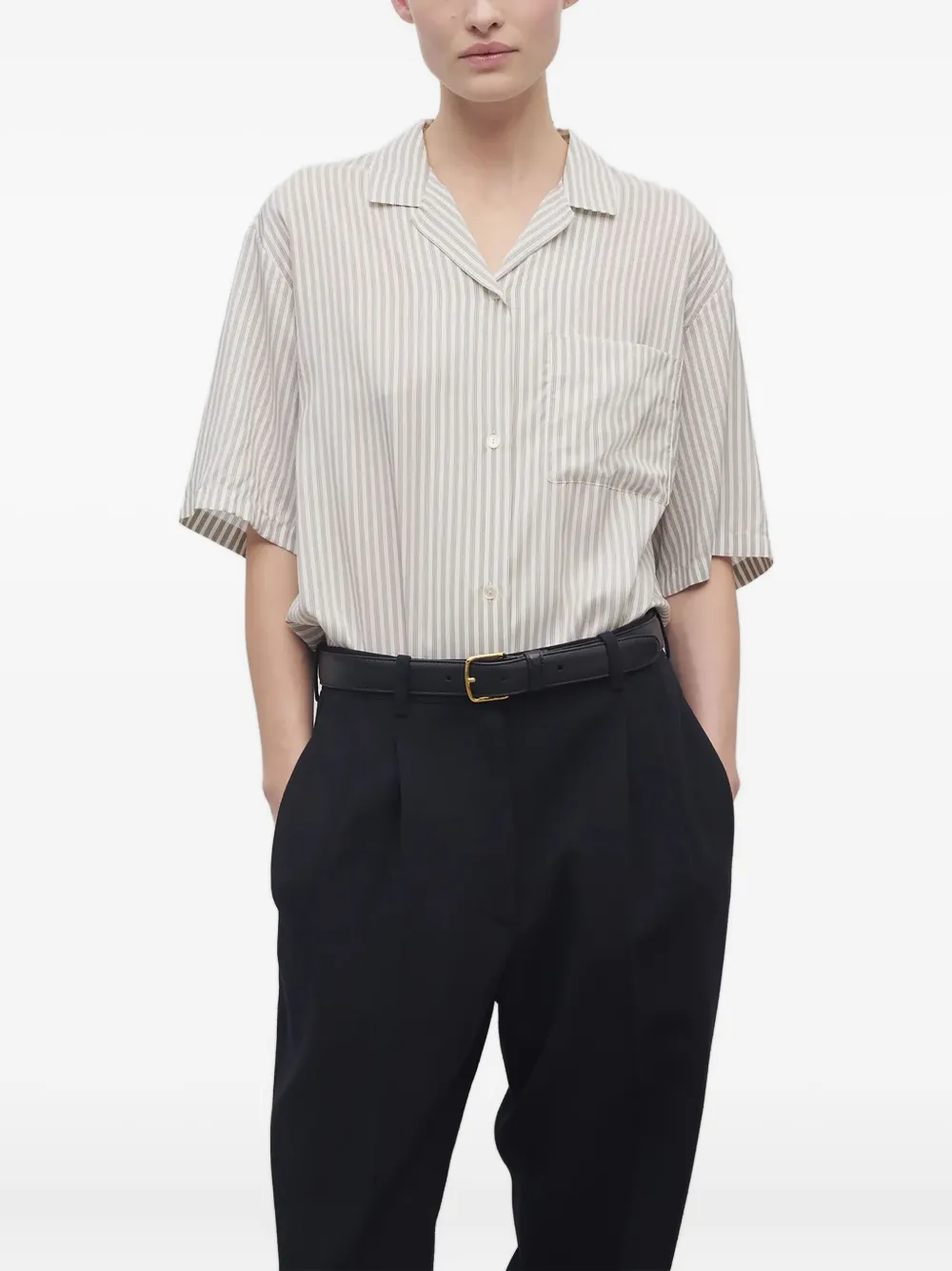 The Row Gestreepte blouse Wit