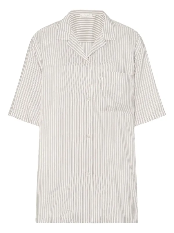 The Row Striped Short-sleeve Shirt in White