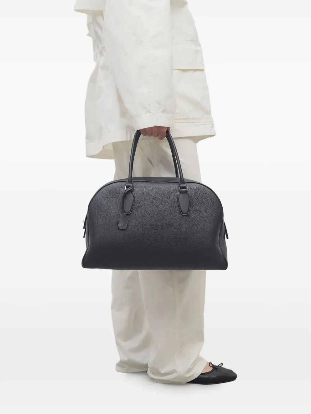 The Row India leren shopper Zwart