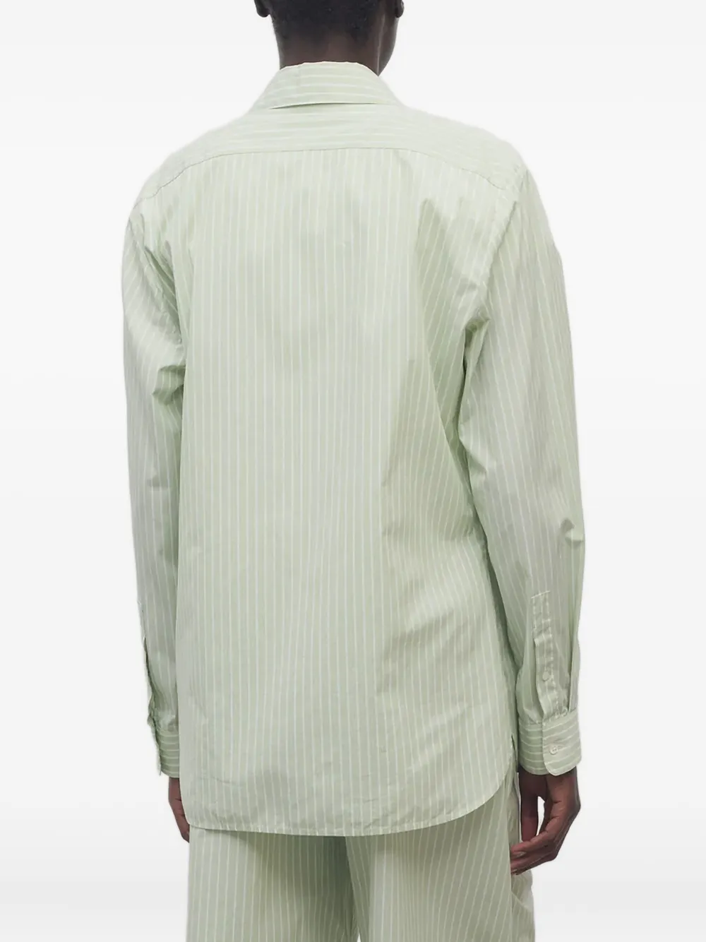 The Row Vanda Striped Cotton-poplin Shirt In Green