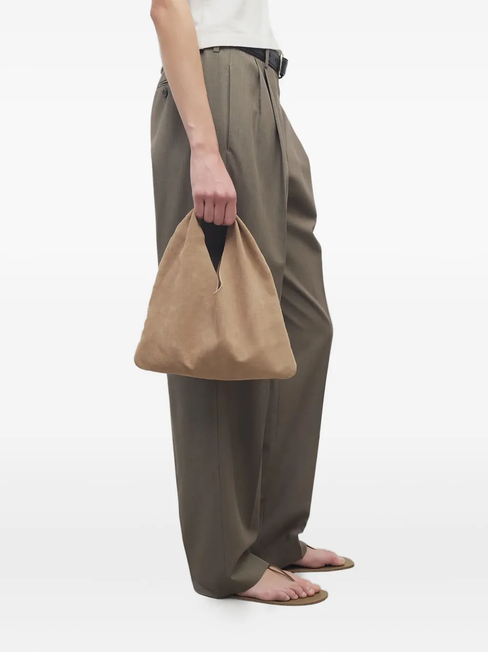 The Row suede triangular tote bag - Beige