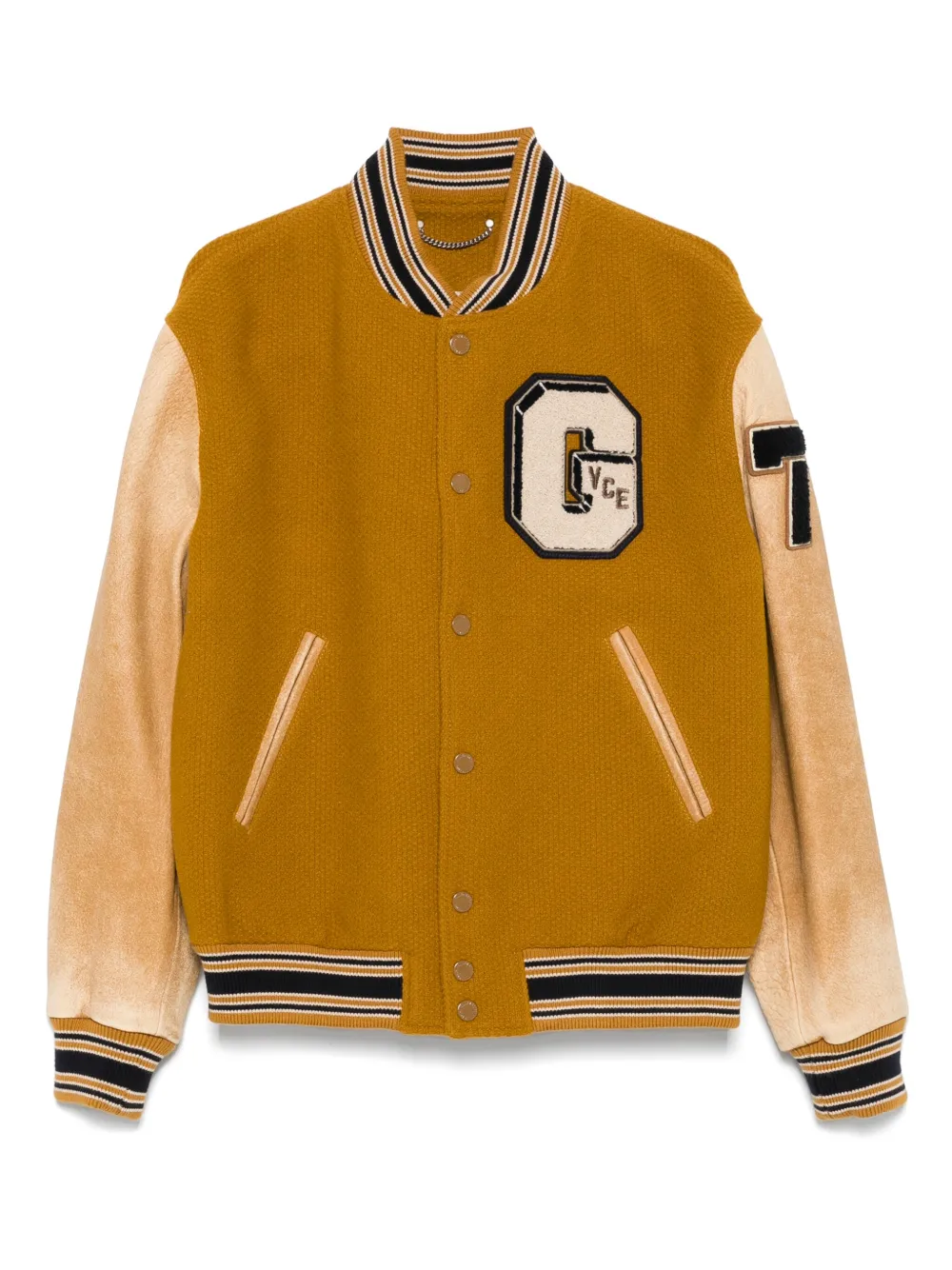 Golden Goose Jack met leren mouwen Geel