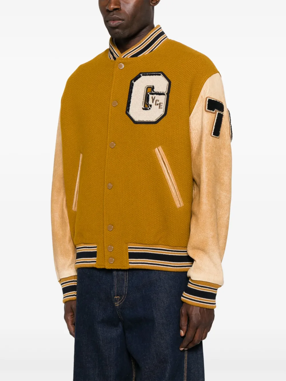 Golden Goose Jack met leren mouwen Geel