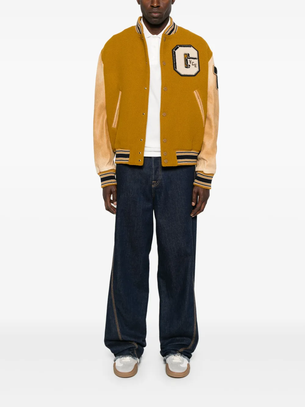 Golden Goose Jack met leren mouwen Geel