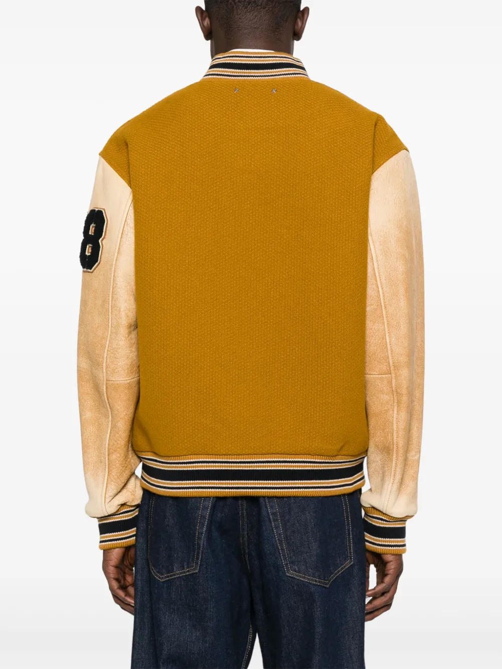 Golden Goose Jack met leren mouwen Geel