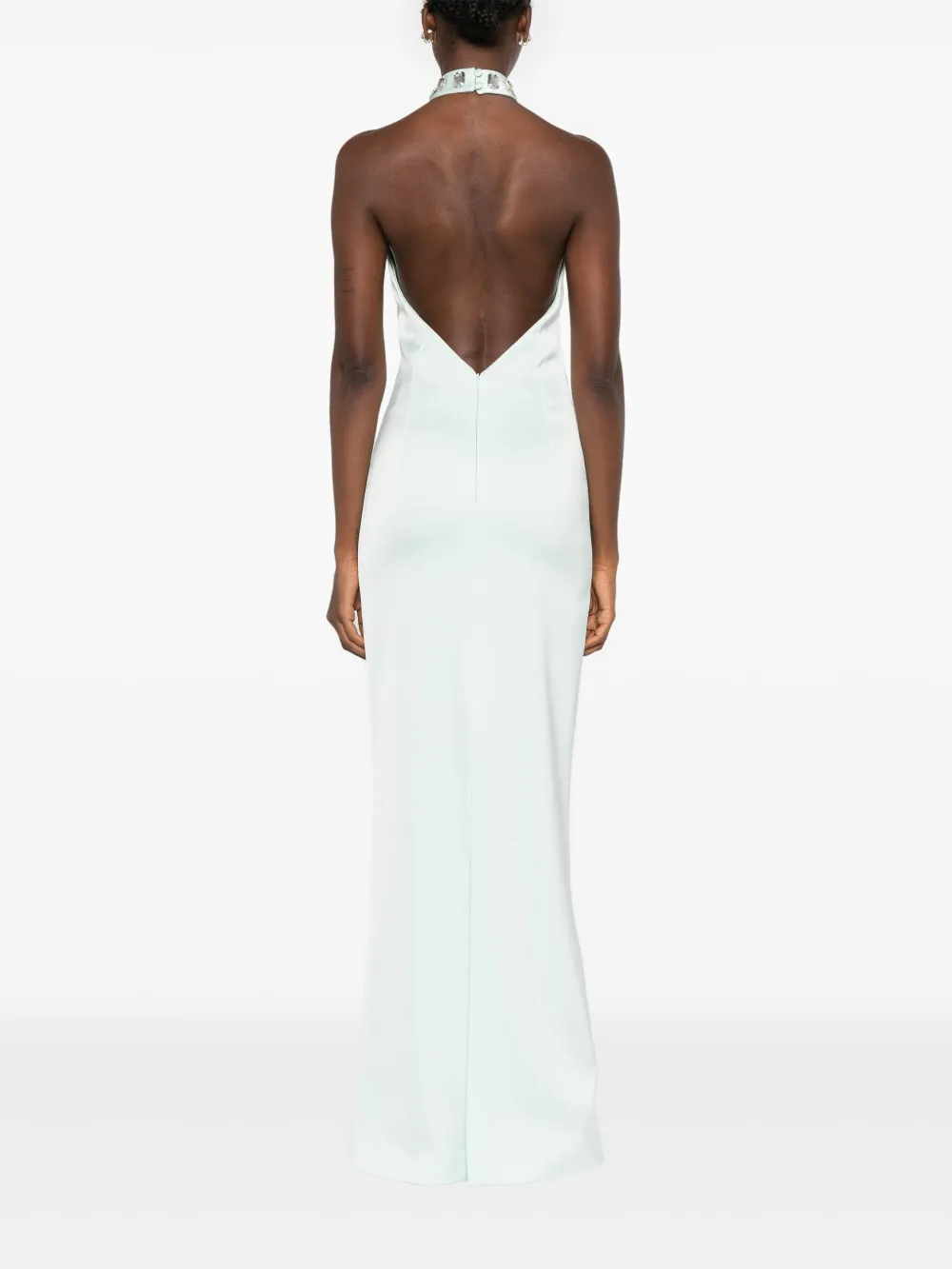 SILK LOVE & LACE Verfraaide jurk met halternek Groen