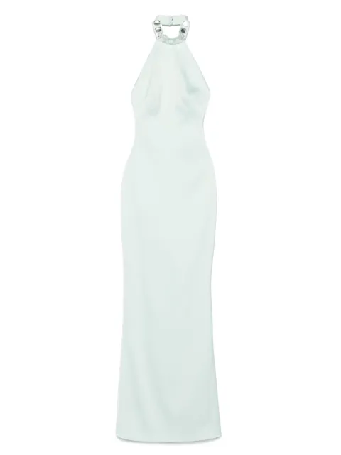SILK LOVE & LACE embellished halter-neck dress