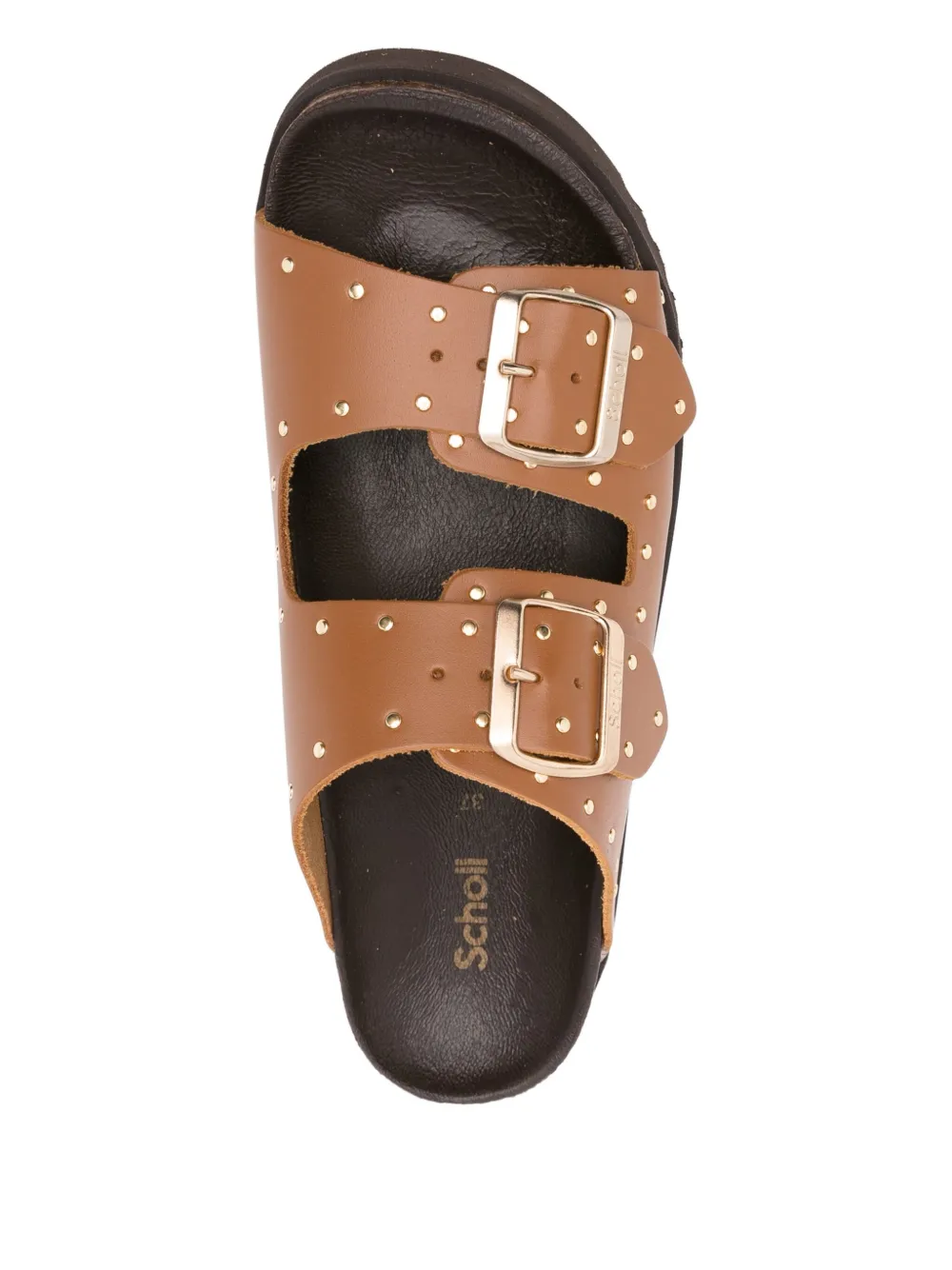 Scholl Beatriz studded double-buckle sandals Brown