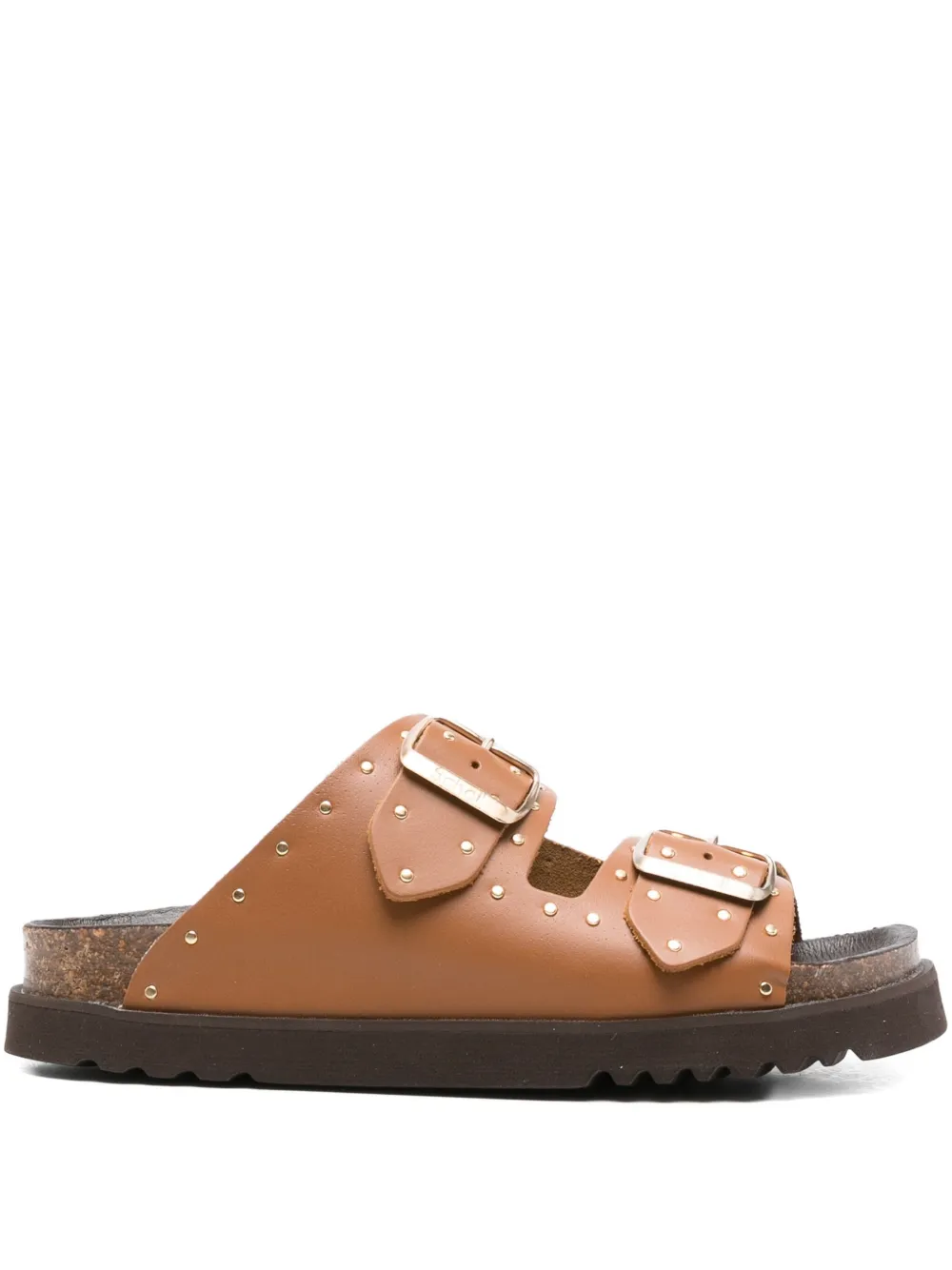 Scholl Beatriz studded double-buckle sandals Brown