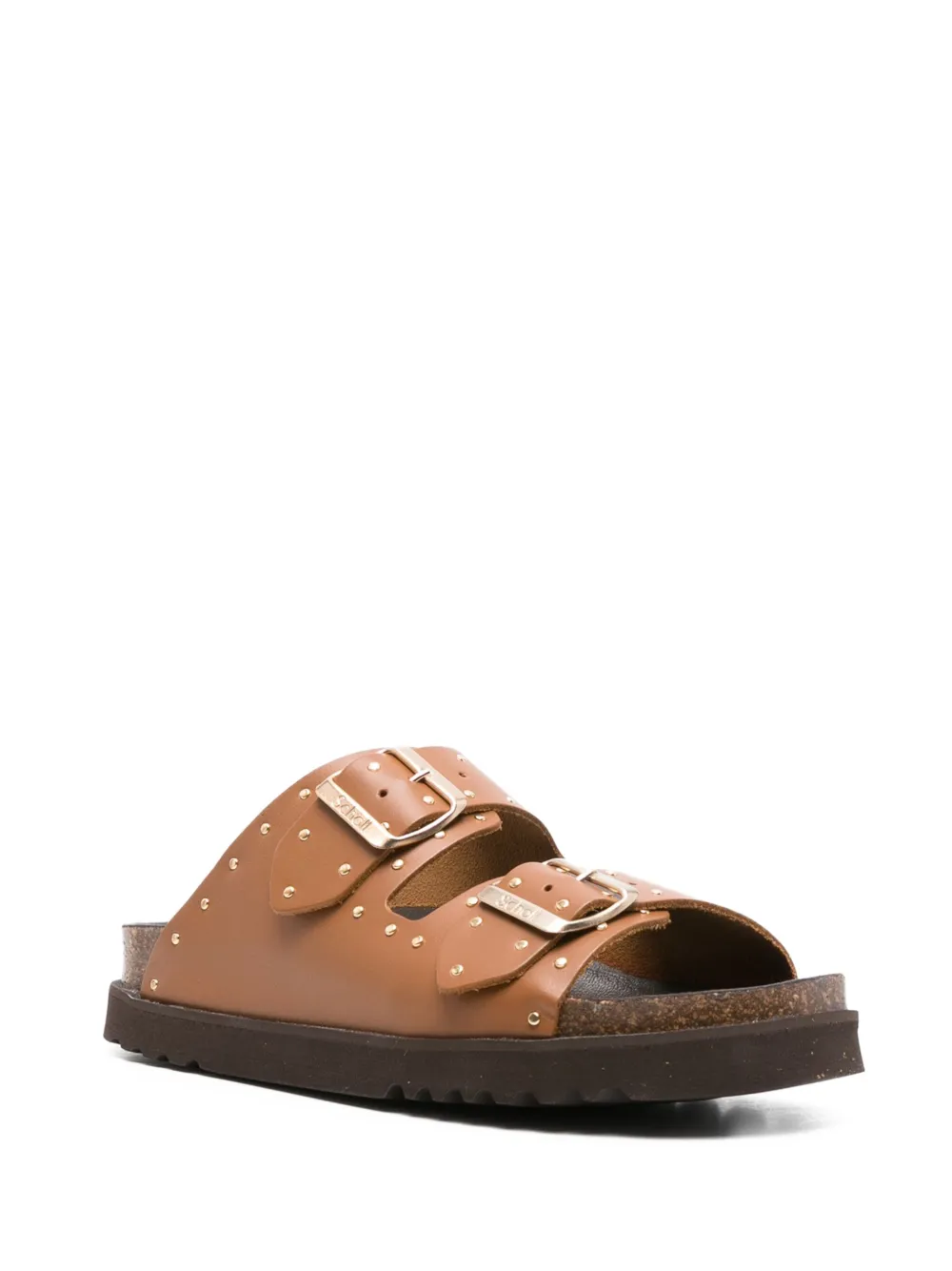 Scholl Beatriz studded double-buckle sandals Brown