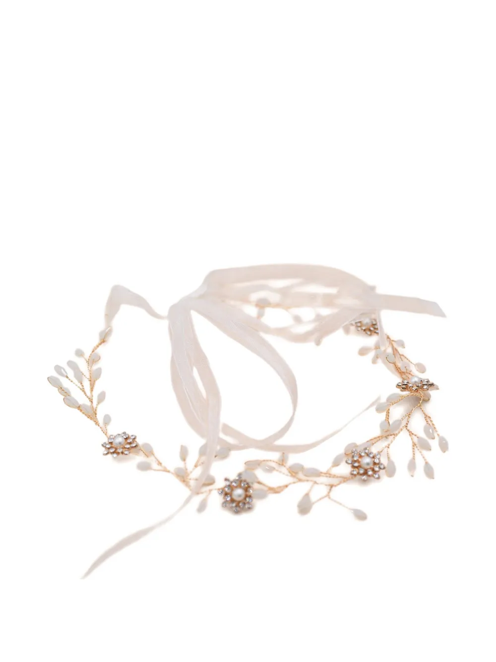 Tulleen Crystal Rose Gold Ribbon hair vine | Image 2