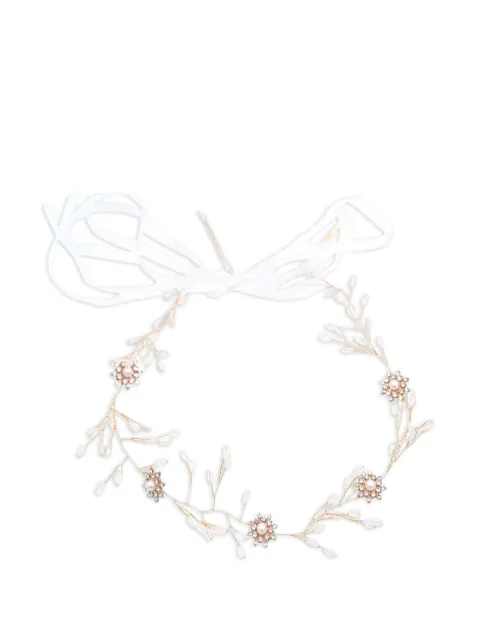 Tulleen Crystal Rose Gold Ribbon hair vine