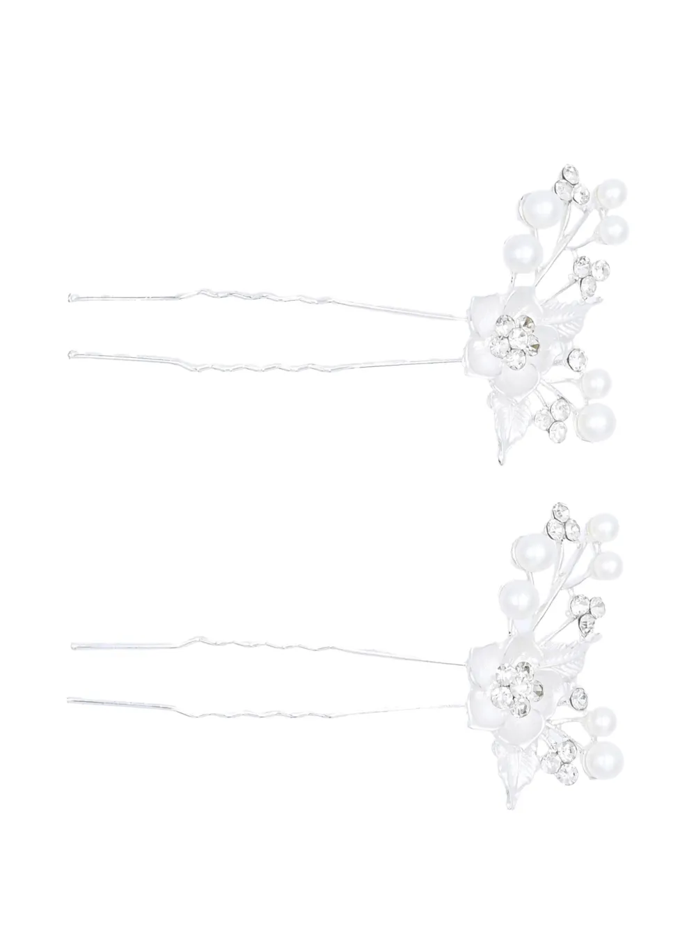 Tulleen floral pearl-embellished hairpins | Silver | Image 1