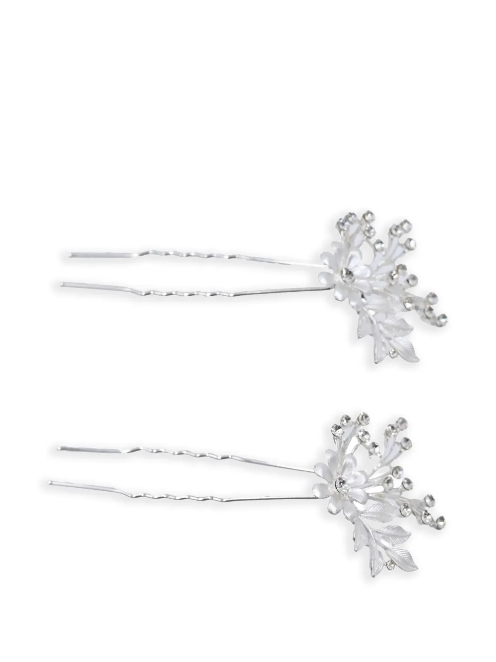 Tulleen crystal-flower rhinestone-accented hair clips | Silver | Image 1