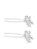 Tulleen crystal-flower rhinestone-accented hair clips - Silver